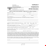 Approved Certificate Of Conformance for Fabrication in San Diego example document template