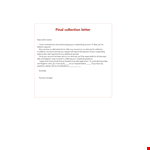 Final Collection Letter example document template