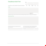 Disciplinary Action Form | Written Warning for Employee Discipline example document template 