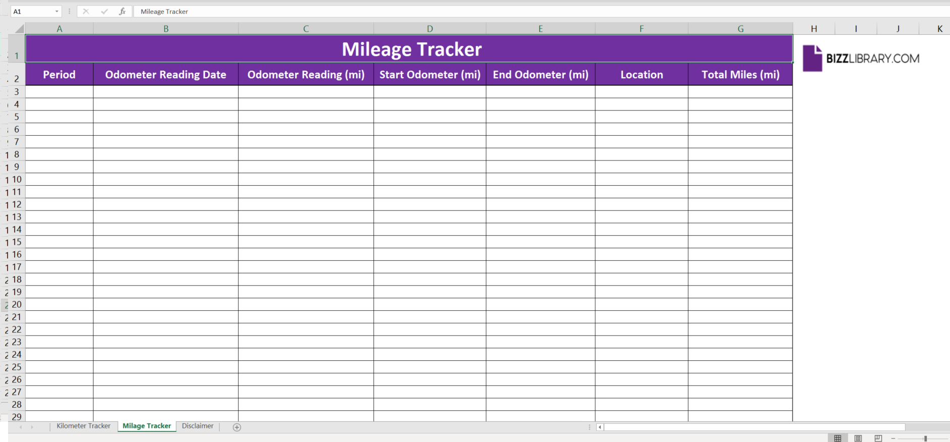 mileage tracker example