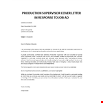 Manufacturing Supervisor cover letter example document template