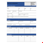 Free Generic Job Application Form - Download Now | Address, State example document template