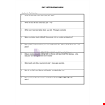 Exit Interview Questionnaire example document template