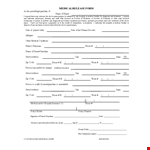 Secure Medical Release Form for Parents with Emergency Contact Phone Numbers example document template