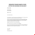 Derivative Trader cover letter example document template