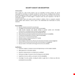 Security Analyst Job Description example document template