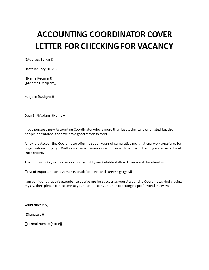 accounting grants coordinator cover letter template