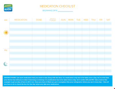 Printable Medication Checklist - Keep Track of Taken Medication