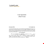 Loan Agreement Template - Create a Formal Agreement example document template