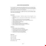 Loan Officer Job Description example document template