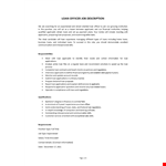 Loan Officer Job Description example document template 