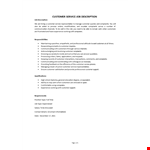 Customer Service Job Description example document template