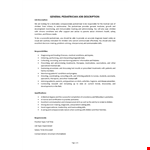 General Pediatrician Job Description example document template