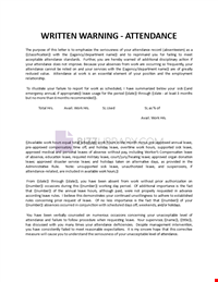 Written Warning for attendance