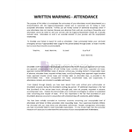 Written Warning for attendance example document template