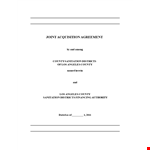 Joint Acquisition Agreement: Shall District Obligations example document template
