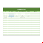 Password List Template - Securely Manage Your Media and Social Passwords example document template