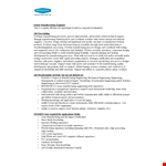 Manufacturing Engineer Job Description - Support and Experience in Manufacturing Engineering example document template
