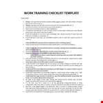 Work Training Checklist Template example document template