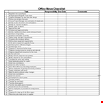 Office Move Checklist Template Excel example document template