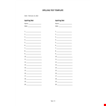 Spelling Test Template example document template