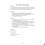Deputy Director Job Description example document template