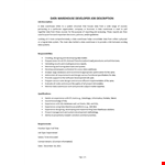 Data Warehouse Developer Job Description example document template