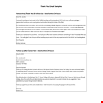 Networking Thank You Email example document template