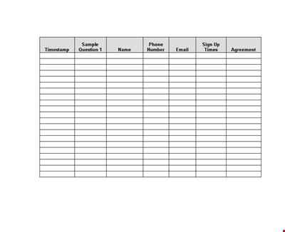 Effortlessly Manage Sign-Ups with Our Sample Sign Up Sheet - Timestamp, Phone & Question Included