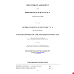 Subcontractor Agreement | Define Contractor and Subcontractor Responsibilities example document template
