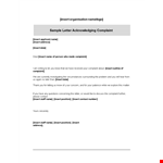 Sample Employee Complaint Acknowledgement Letter Template example document template 