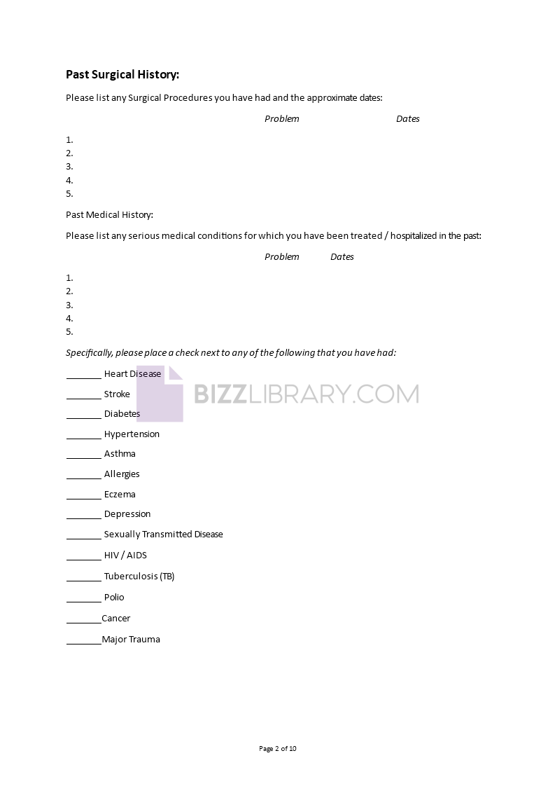 patient intake form example