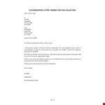 Authorization Letter Format For Visa Collection example document template