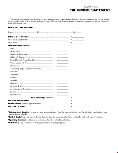 Simple Income Statement For Company