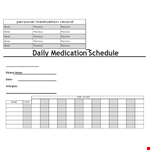Daily Medication Schedule Template for Patient Medication example document template