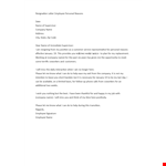 Resignation Letter Employee Personal Reasons example document template