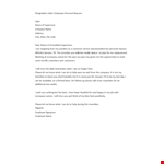 Resignation Letter Employee Personal Reasons example document template 