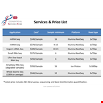 Website Pricing example document template