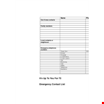 Emergency Contact List Template - Keep Your Important Contacts Handy example document template