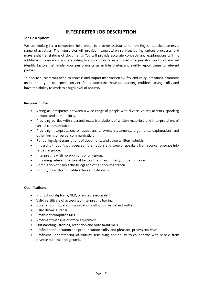 interpreter job description