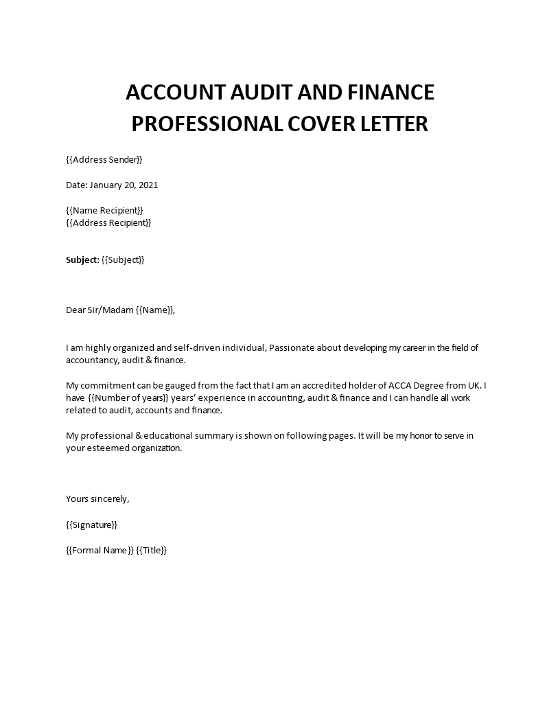 covering letter for accountant job