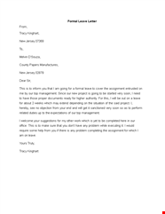 Sample Formal Leave Letter