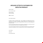 Apology letter to customer for bad product example document template
