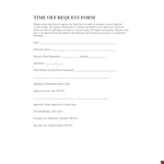 Time Off Request Form Template - Streamline Employee Vacation Approval example document template