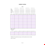 Workout journal example document template