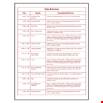 Daily Schedule Template Word Sample example document template