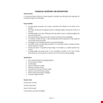 Financial Secretary Job Description example document template