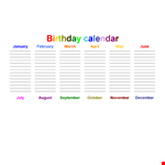 Birthday Calendar Template for Your Office: Organize and Celebrate with Ease example document template