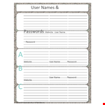 Password List Template - Create, Manage, and Secure Your Website Passwords example document template