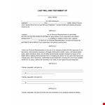 Create Your Last Will and Testament Template - Ensure Your Final Wishes are Honored example document template
